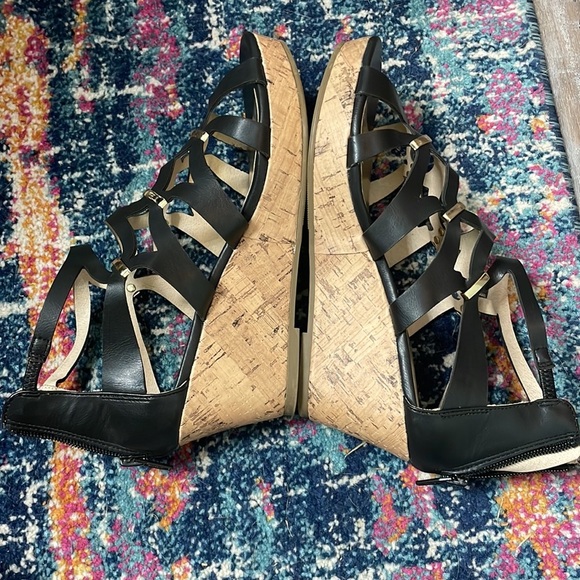 Black Cage Wedge Sandals - Picture 6 of 7